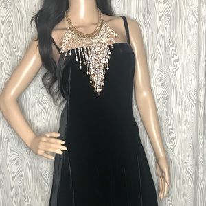 Velvet Little Black Skater Dress